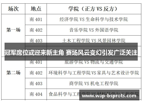 冠军席位或迎来新主角 赛场风云变幻引发广泛关注