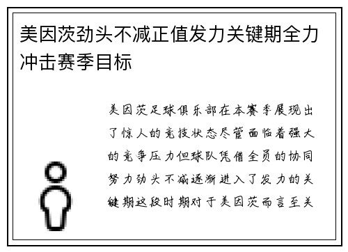 美因茨劲头不减正值发力关键期全力冲击赛季目标